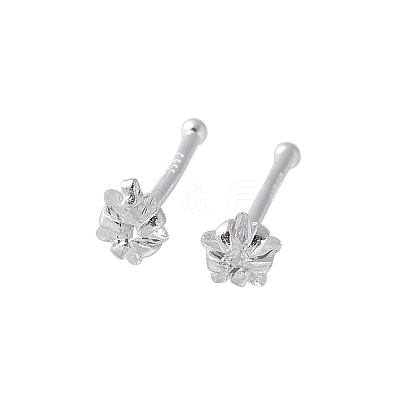 S999 Fine Silver Clear Cubic Zirconia Stud Earrings EJEW-M064-01S-02-1