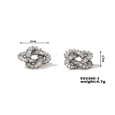 Geometric Brass Clear Cubic Zirconia knot Stud Earrings FY3551-1-1