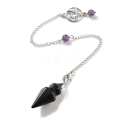 Natural Obsidian Pointed Dowsing Pendulums G-K338-12P-01-1