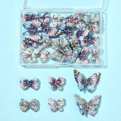 24Pcs 6 Styles UV Plating Printed Opaque Acrylic Beads PACR-FS0001-10-1