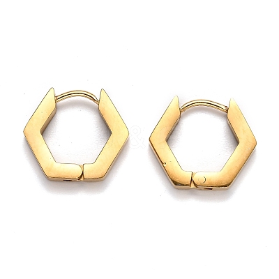 304 Stainless Steel Hexagon Huggie Hoop Earrings STAS-H156-03A-G-1
