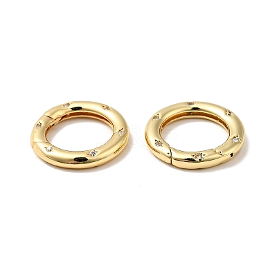 Brass Pave Clear Cubic Zirconia Spring Gate Rings X-KK-J301-15G-1