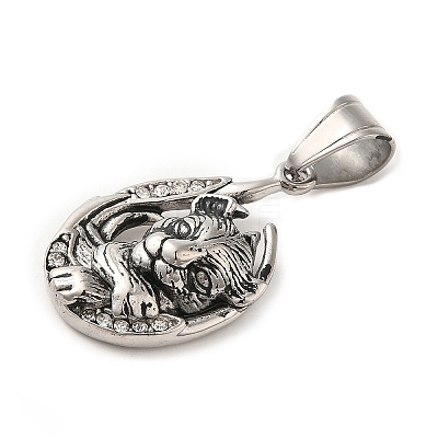 316L Stainless Steel Tibetan Style Rhinestone Pendants LS-STAS-D096-01A-AS-1