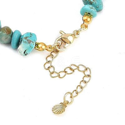 3Pcs 3 Styles Zinc Alloy Enamel Shell Shape Charm Round Shell Pearl & Dyed Synthetic Turquoise Starfish & Magnesite & Opalite & Natural Rose Quartz Chip Beaded Anklets AJEW-AN00735-1