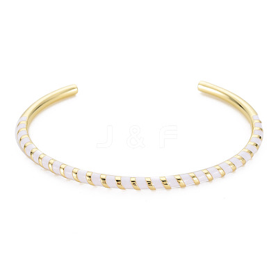 Twisted Brass Enamel Cuff Bangle BJEW-T020-02J-NF-1