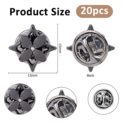 20Pcs Flower Alloy Rhinestone Lapel Pin Backs for Backpack Clothes JEWB-FH0002-72B-1