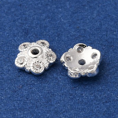 925 Sterling Silver Clear Cubic Zirconia Bead Caps STER-A047-07B-S-1