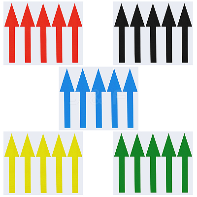 15 Sheets 5 Colors Rectangle PVC Self-Adhesive Arrows Guide Label Stickers DIY-GF0013-06-1