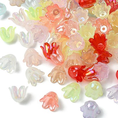 6-Petal Imitation Jelly Acrylic Bead Caps JACR-FS0001-02-1