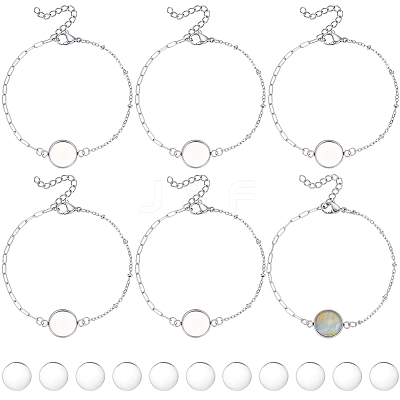 16Pcs 304 Stainless Steel Paperclip Chain Satellite Chain Bracelet Making BJEW-SP0001-32C-1