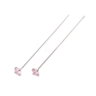 Brass Micro Pave Cubic Zirconia Stud Earring Findings CU-CBA4618-01P-02-1
