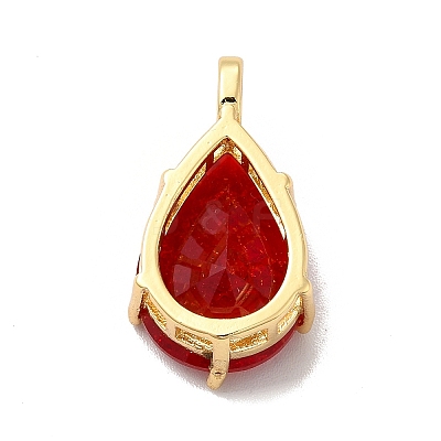 Rack Plating Brass Micro Pave Cubic Zirconia Pendants ZIRC-C002-07G-1