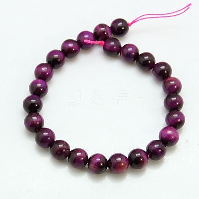 Natural Magenta Tiger Eye Beads Strands G-C076-10mm-1C-1