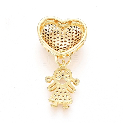 Brass Micro Pave Clear Cubic Zirconia Pendants ZIRC-L093-04G-1