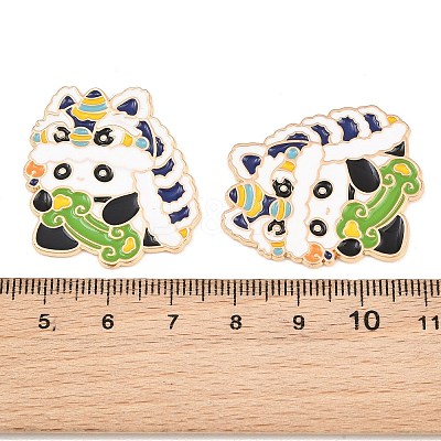 Chinese Lion Dance Panda Alloy Enamel Cabochons AL-CBA1A6F-03KCG-E-1