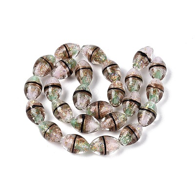 Two Tone Color Handmade Foil Glass Beads FOIL-Q001-01G-1