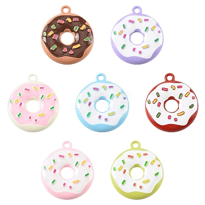 7Pcs 7 Colors Spray Painted Alloy and Enamel Big Pendants ENAM-YW0008-21-1