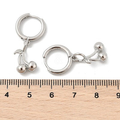Brass Cherry Hoop Earrings EJEW-M077-19P-03-1