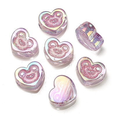 UV Plating Rainbow Iridescent Acrylic Beads OACR-G012-11-1