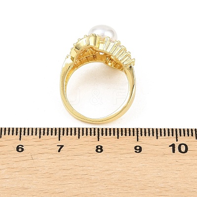 Brass Micro Pave Cubic Zirconia Finger Rings for Women RJEW-D340-02G-10-1