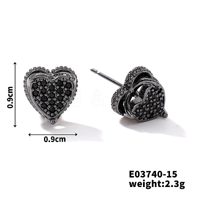 Chic Brass Cubic Zirconia Stud Earrings LS-ZD1304-7-1