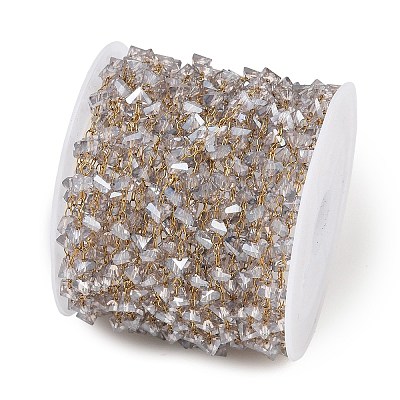 Glass & 304 Stainless Steel Beaded Chains SA-CBAD321-04A-1