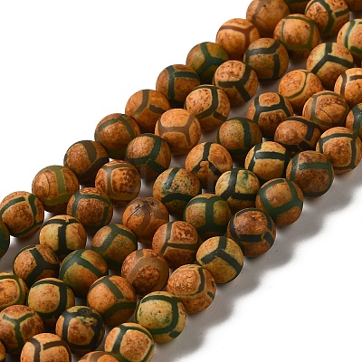Tibetan Style Turtle Back Pattern dZi Beads Strands G-P229-A-04-8mm-1