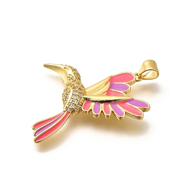 Rack Plating Brass Micro Pave Cubic Zirconia Enamel Pendants KK-L226-002G-01-1