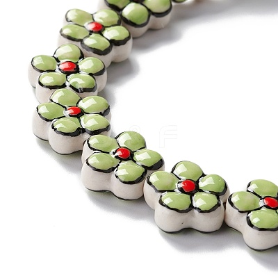 Handmade Porcelain Flower Beads Strands PORC-F003-01L-1