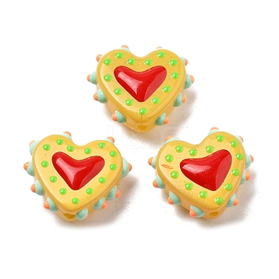 Baking Paint Glass Bumpy Beads Heart LAMP-V001-07H-1