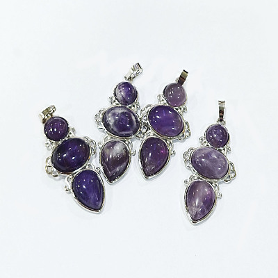 Natural Amethyst Pendants G-Q158-04A-1
