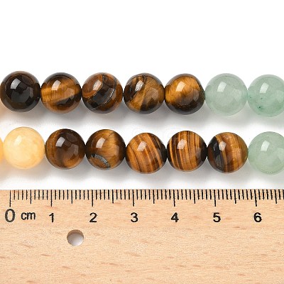 Chakra Natural Red Jasper & Yellow Jade & Green Aventurine & Tiger Eye & Sodalite & Amethyst Beads Strands X-G-NH0002-E02-10mm-1