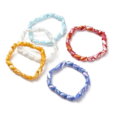 Glass Twist Rectangle Beaded Stretch Bracelet BJEW-JB09552-1