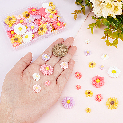 Flatback Hair & Costume Accessories Ornaments Resin Flower Daisy Cabochons CRES-PH0003-18-1
