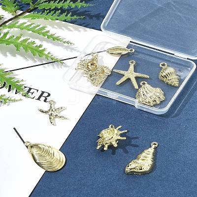 9Pcs 9 Styles Ocean Series Alloy Pendants FIND-FS0003-31-1