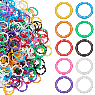400Pcs 10 Colors PE Loose Leaf Book Binder Hinged Rings AJEW-GO0004-52-1