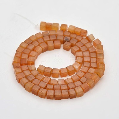 Cube Natural Red Aventurine Beads Strands G-N0154-26-1