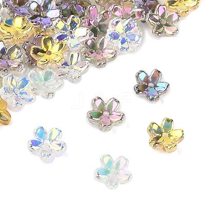 70Pcs 5 Colors Transparent Electroplate Glass Bead Caps EGLA-FS0001-55-1