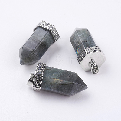 Natural Labradorite Pointed Pendants X-G-E442-03N-1