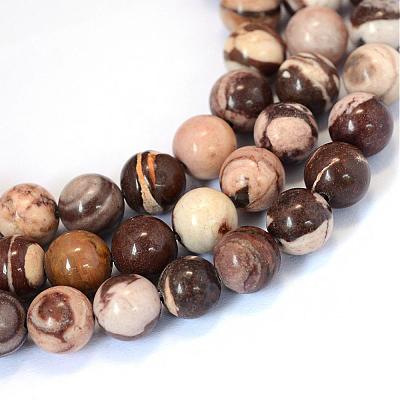 Natural Zebra Jasper Round Bead Strands G-E334-4mm-12-1