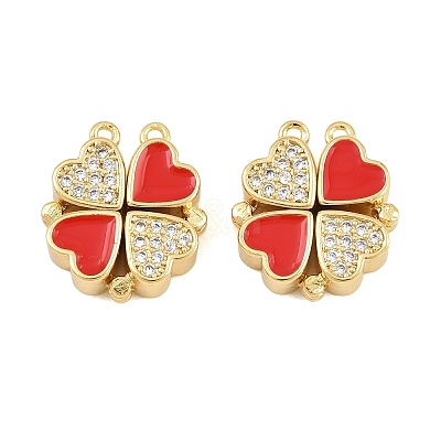 Brass Micro Pave Clear Cubic Zirconia and Enamel Connector Charms AL-CBA6E16-01G-A-1