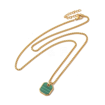 Synthetic Malachite Octogon Dangle Hoop Earring & Pendant Nacklace SJEW-P002-04G-1