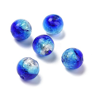 Handmade Silver Foil Glass Beads LAMP-A001-G01-10mm-1