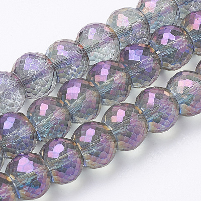 Electroplated Glass Beads Strands EGLA-Q092-8mm-A08-1