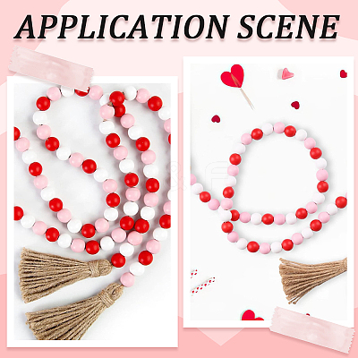 250Pcs 5 Colors Spray Painted Round Natural Schima Wood Beads WOOD-PA0001-73A-1