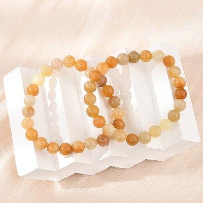 Natural Topaz Jade Beads Stretch Bracelets BJEW-F380-01-B07-1