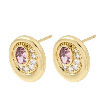 Brass Micro Pave Cubic Zirconia Stud Earrings EJEW-G471-13G-1