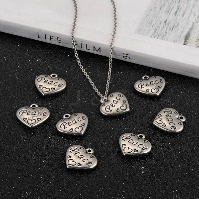 Heart with Word Peace 316 Surgical Stainless Steel Pendants STAS-I061-166-1
