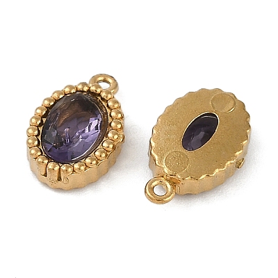 Ion Plating(IP) 304 Stainless Steel Micro Pave Cubic Zirconia Charms STAS-K256-19G-01-1