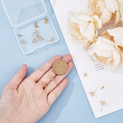 10Pcs Brass Flower Stud Earring Findings KK-FH0006-77-1